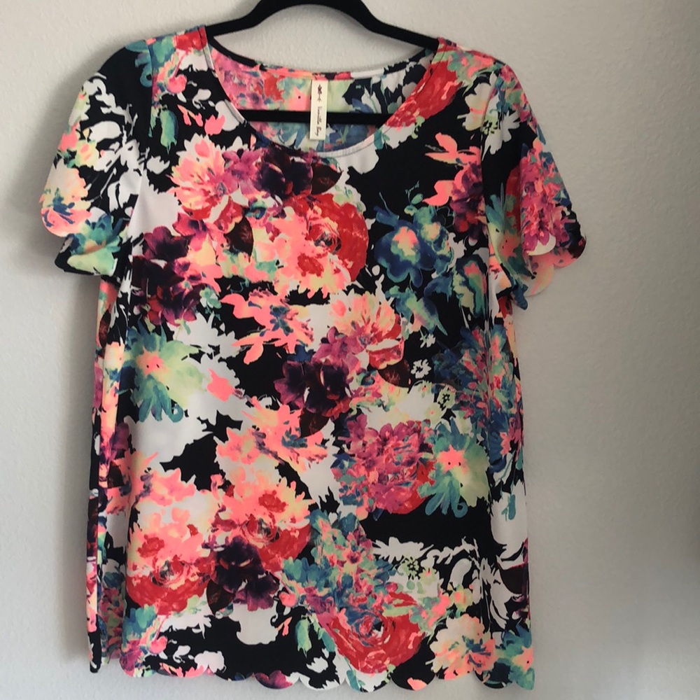Black floral blouse